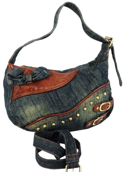 Невелика жіноча джинсова, коттонова сумочка Fashion jeans bag синя Jeans8031 navy фото