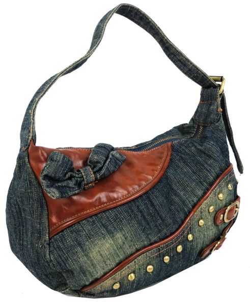 Небольшая женская джинсовая, коттоновая сумочка Fashion jeans bag синяя Jeans8031 navy фото