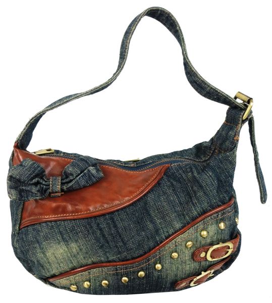 Небольшая женская джинсовая, коттоновая сумочка Fashion jeans bag синяя Jeans8031 navy фото