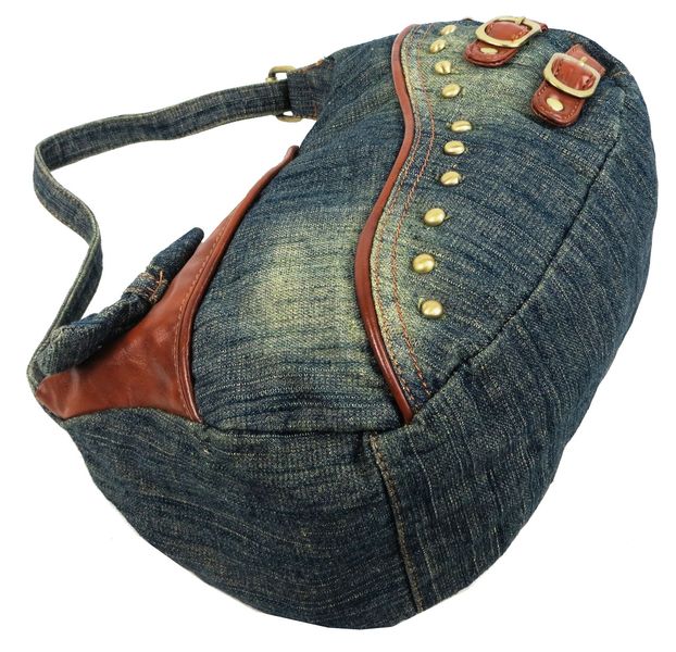 Невелика жіноча джинсова, коттонова сумочка Fashion jeans bag синя Jeans8031 navy фото